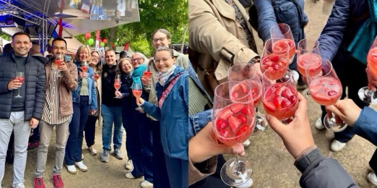 SPD auf dem Erdbeerfest, Anstoßen mit Erdbeerbowle