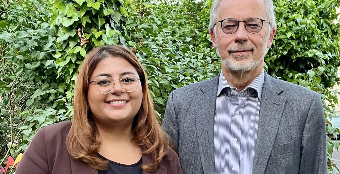 Hevin Özbey, stellvertretende Vorsitzende des Beirats für Migration und Integration und Mattias Paul, Vorstandsmitglied SPD Gonsenheim