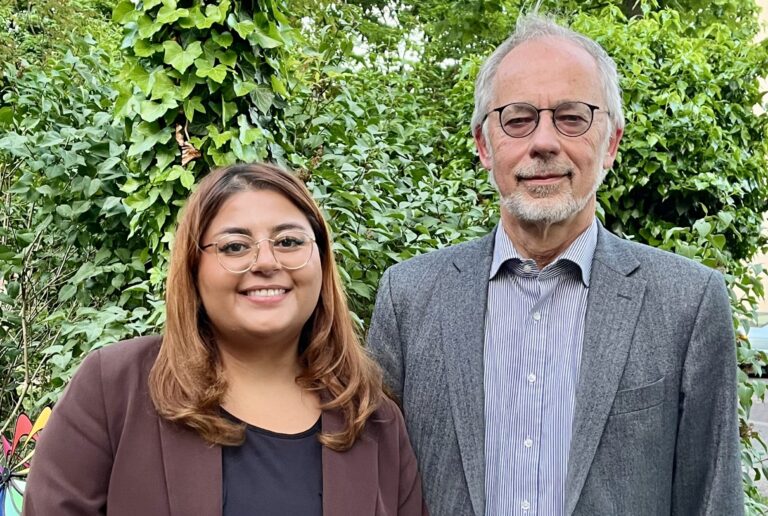 Hevin Özbey, stellvertretende Vorsitzende des Beirats für Migration und Integration und Mattias Paul, Vorstandsmitglied SPD Gonsenheim